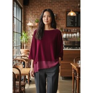 Soft Surroundings Velvet Pink Jewel Tone Layered Tunic Top Womens M